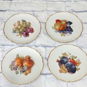 🔵BOGO FREE🔵  Bavaria Schuman Arzburg Fruit Design  Plates  (Set of 4) Vintage